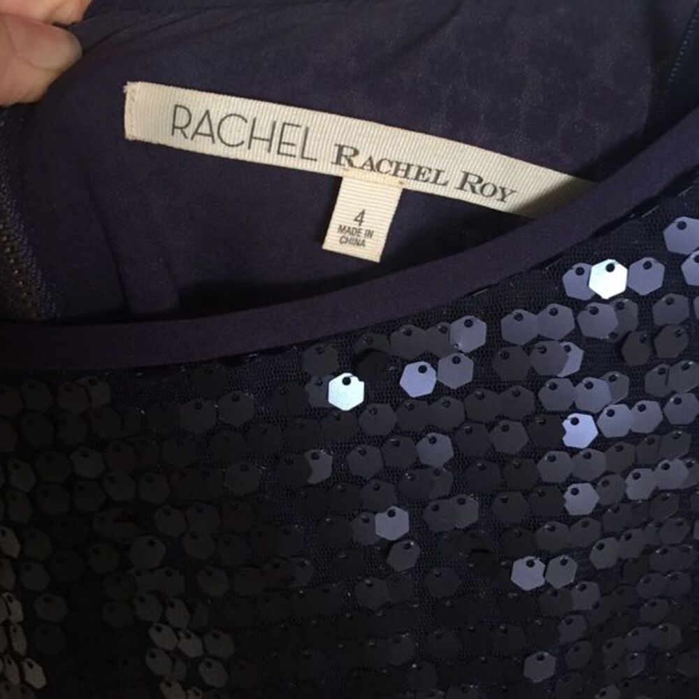 Navy blue Rachel Roy sequin dress, size 4 - Picture 4 of 4
